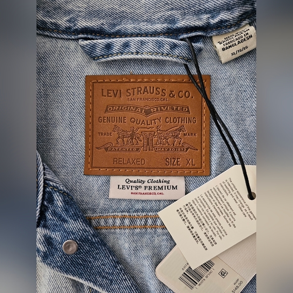 LEVI'S Premium Type 1 Denim Trucker Jacket Double Pleated Cinch Back Men's Sz XL - Picture 5 of 8